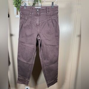 Something Navy yoke front barrel leg jeans brown size 8 cotton